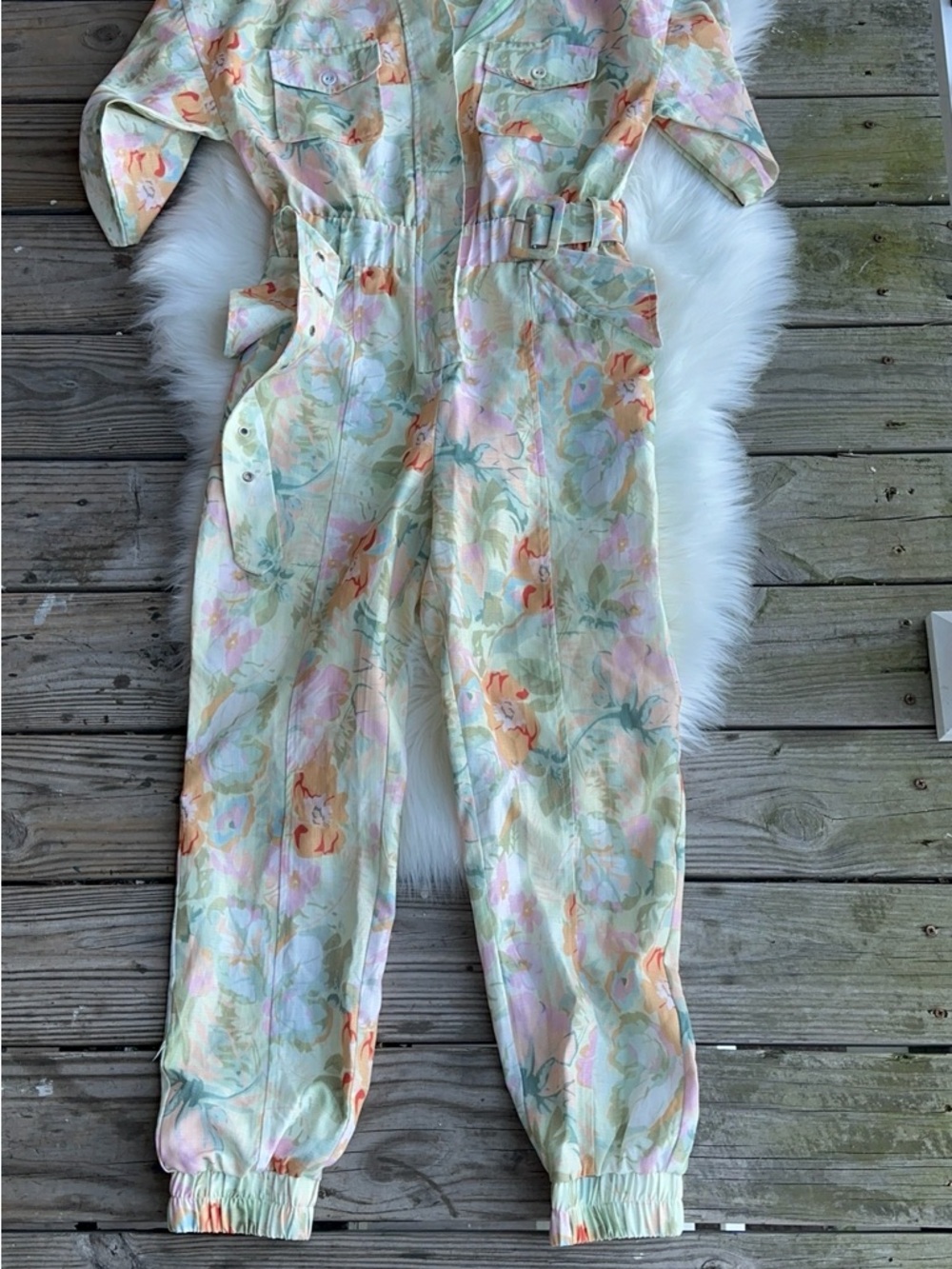 Lena Pastel Floral pants Jumpsuit with Belt - Picture 6 of 12